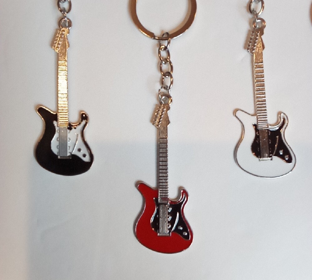 Pick (1) Guitar Keychain - Orange, Black, Red, White, Blue, Pink - Picture 5 of 9